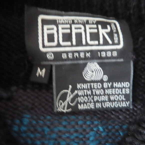 Vtg Hand Knit Berek Aviator Ugly Christmas Sweater Pilot Top Gun Flight Theme M - Picture 7 of 9